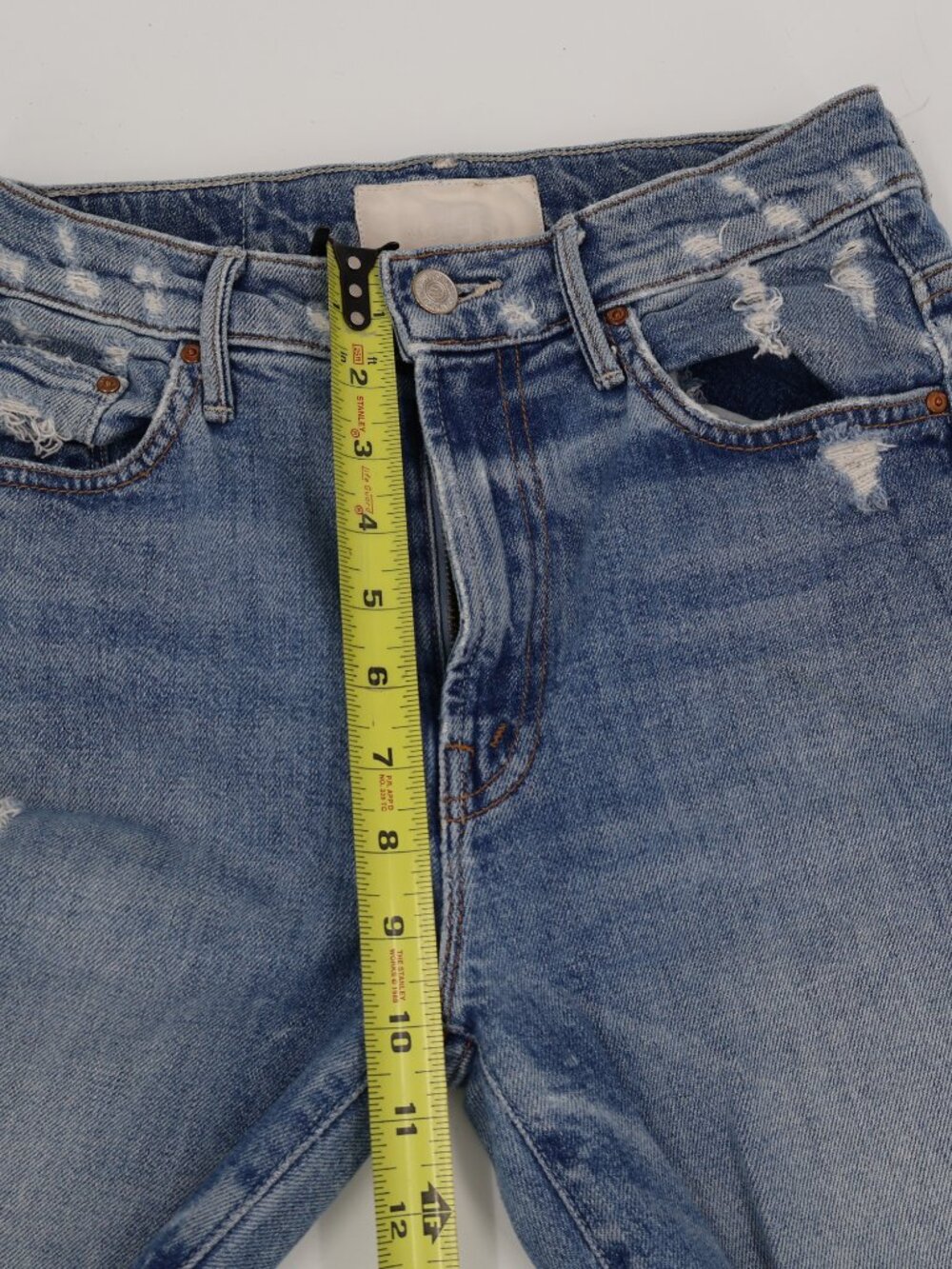 Mother The Insider Crop Step Fray Jeans Womens 27 Blue Distressed Holy Melanchol - Picture 4 of 11
